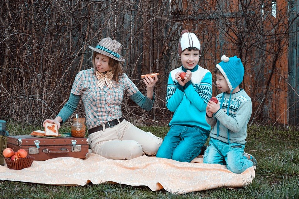 mom camping with her kids